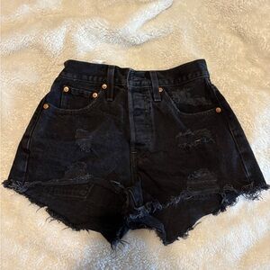 LEVIS high waisted black denim shorts